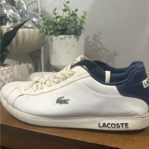 Men’s White and Navy Lacoste Sneakers Size 12